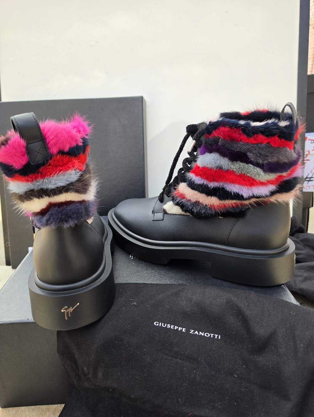Giuseppe Zanotti Men's Talon Winter boots in Black Leather/ Fur Black Multicolor